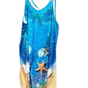 NWT Shoreline Romper Jumpsuit Palm Tree Tropical Beach Coverup Sz. L/XL